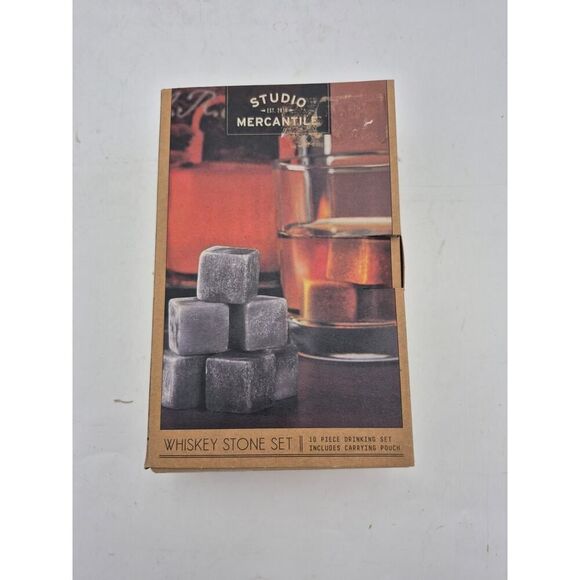 Studio Mercantile 10-Piece Whiskey Stone Set for‎ Cocktails Travel Pouch NIB - Picture 1 of 5